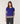 Pull col rond color block en laine mérinos - Bleu Outremer