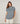 Pull long col montant manches courtes chiné - Bleu